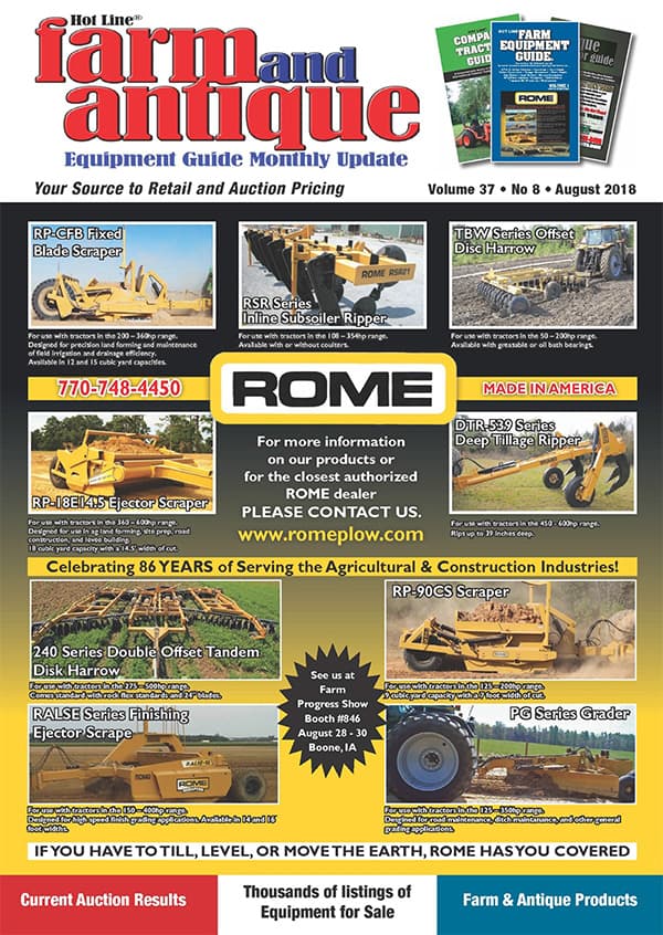 August 2018 Farm and Antique Equipment Guide Monthly Update